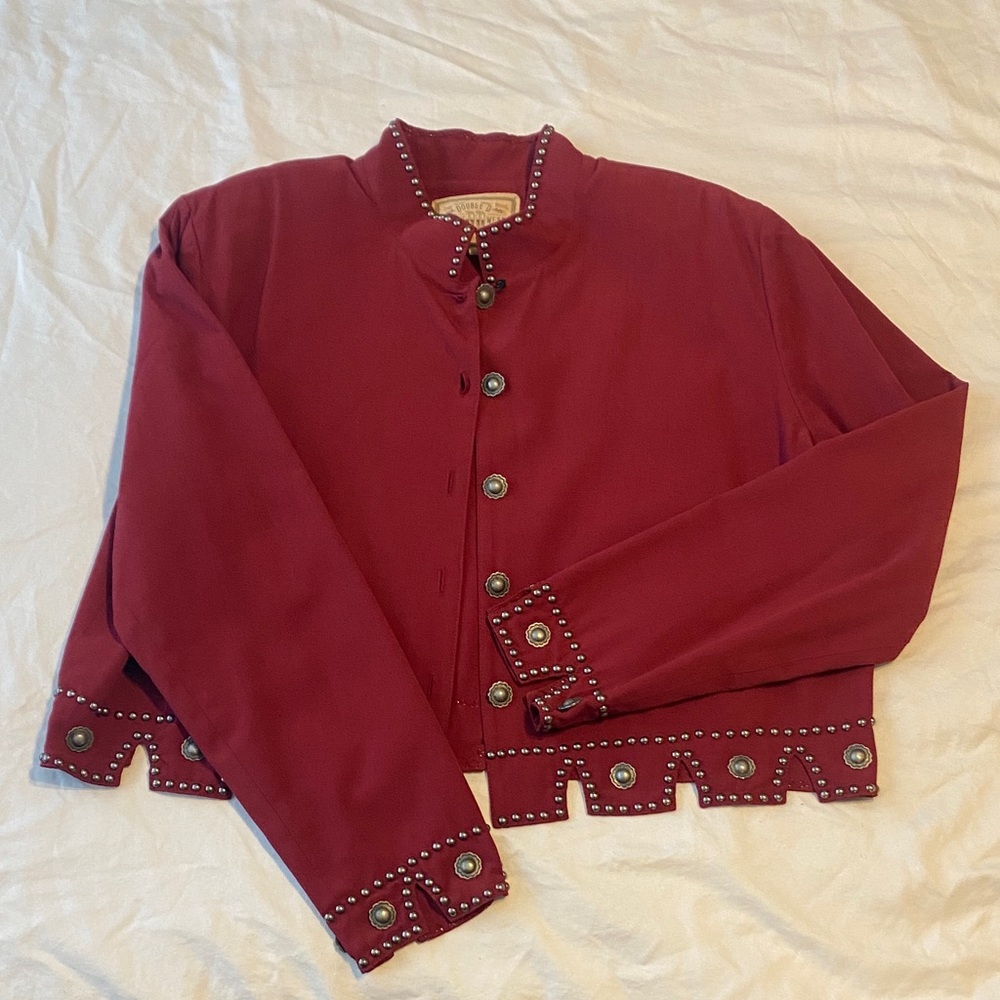 VINTAGE Double D Ranch Burgundy Blazer with Stud Accents